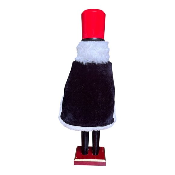 Lg Wooden Nutcracker King Staff & Cape Festive Holiday Decor Red Green Black 24" - Picture 3 of 6